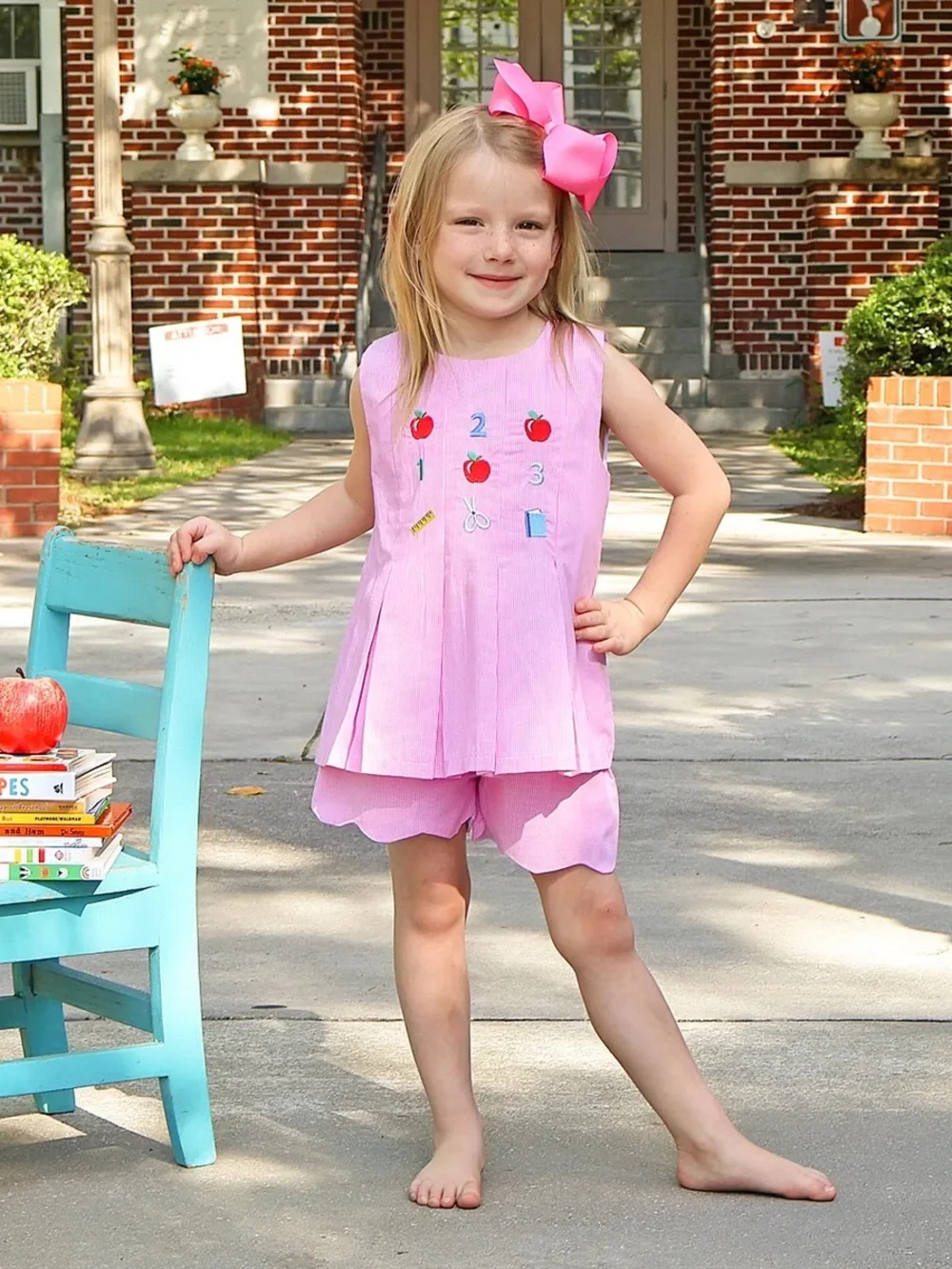 CLASSIC WHIMSY Ready To Learn Pink Mini Gingham Chloe Short Set